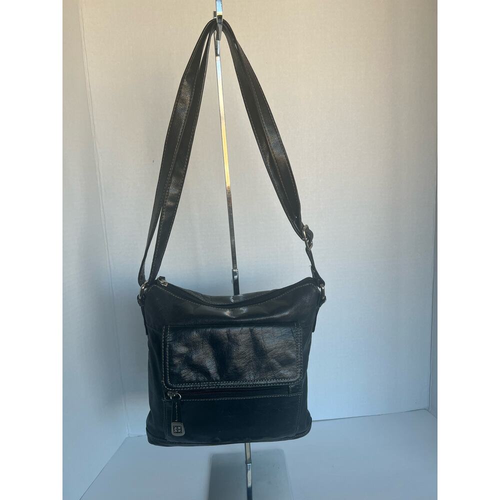 Giani Bernini Black Leather Crossbody Organizer Shoulder Bag‎ Purse